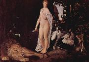 Gustav Klimt Weiblicher Akt mit Tieren in einer Landschaft oil
